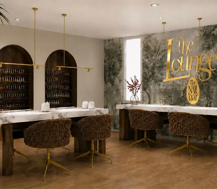 Intérieur de The Lounge of The Nail Bar au BonGénie Genève — espace haut de gamme dédié au soin des mains